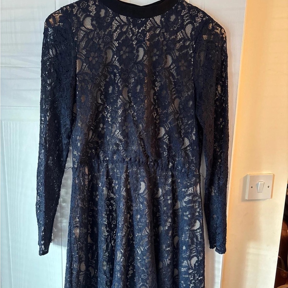 Oasis Blue Long Sleeve Sheath Dress